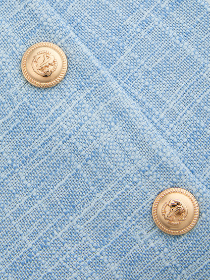 Textured Metal Button Vest & Shorts Set