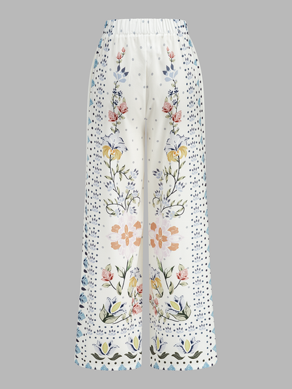 Floral Print Sleeveless Tie Front Top & Pants Set