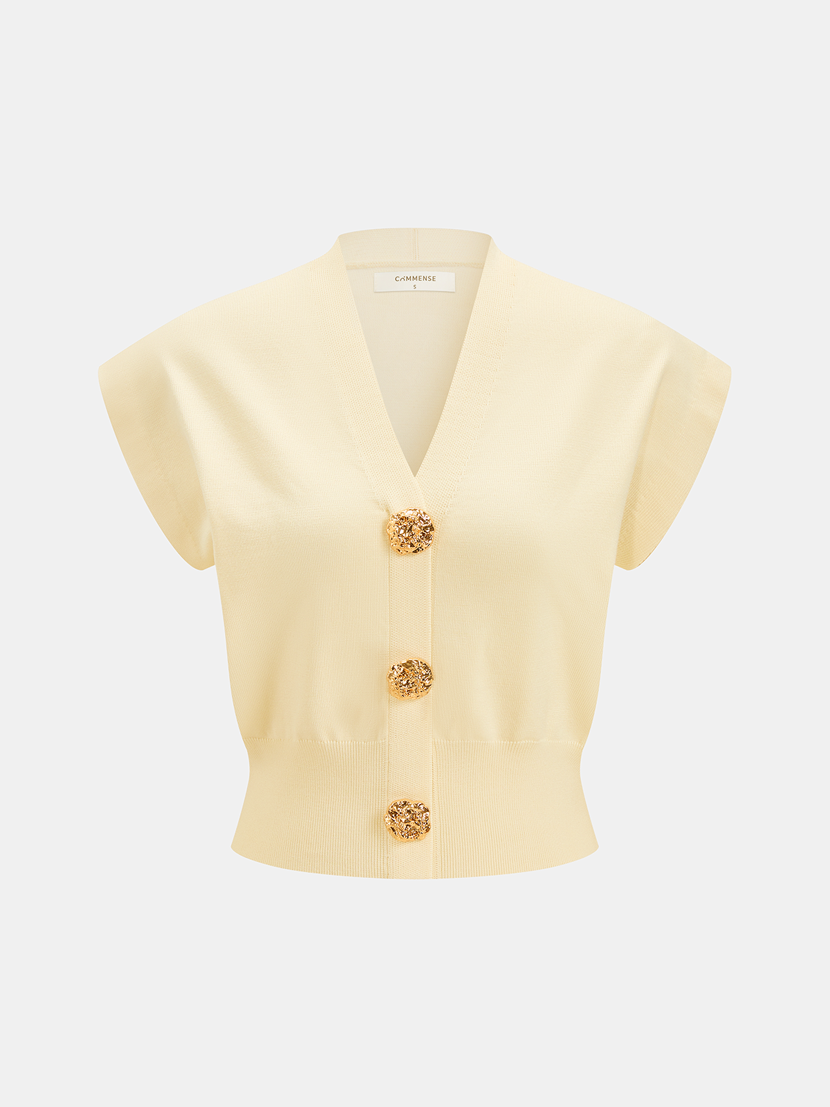 V-Neck Cap Sleeve Knit Top