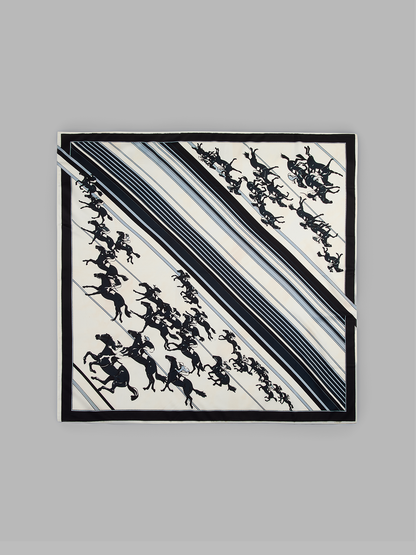 Large Horse Racing Print Square Scarf