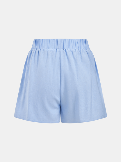 Off Shoulder Smocked Peplum Top & Shorts Set