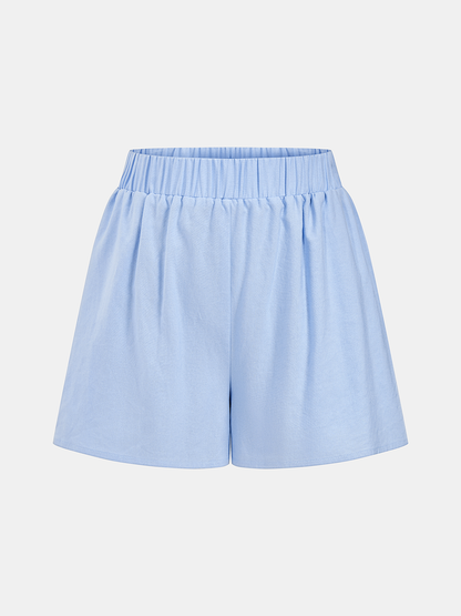 Off Shoulder Smocked Peplum Top & Shorts Set