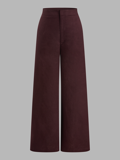 Cotton Linen Contrast Trim Tube Top & Pants Set