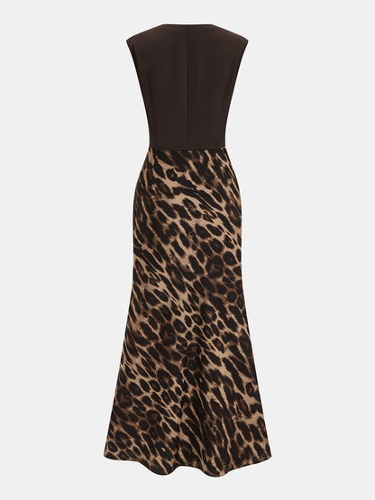 Sleeveless Leopard Print Maxi Dress