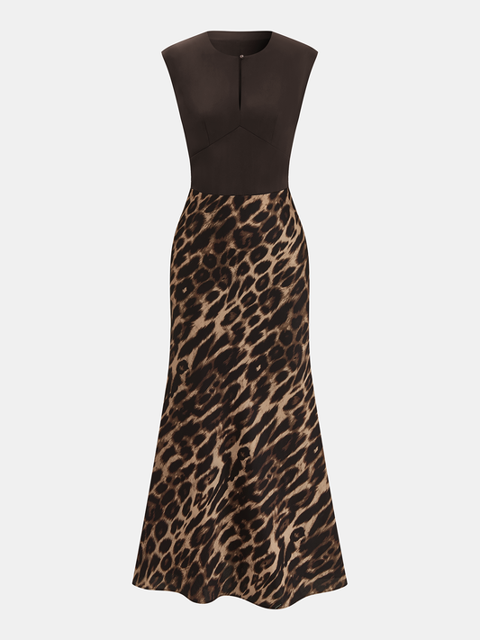 Sleeveless Leopard Print Maxi Dress