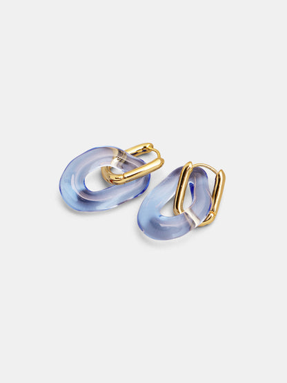 Transparent Glass Gold-Tone Link Hoop Earrings