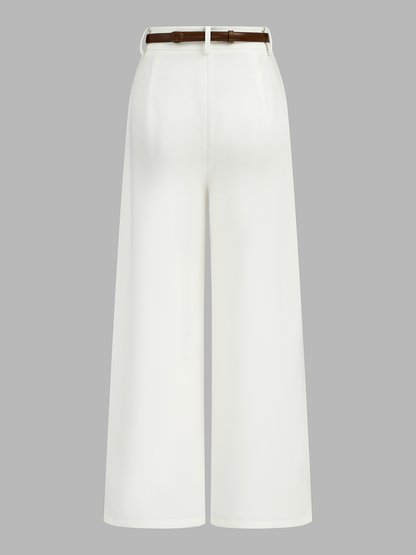 Belted Mid Waist Wide Leg Pants