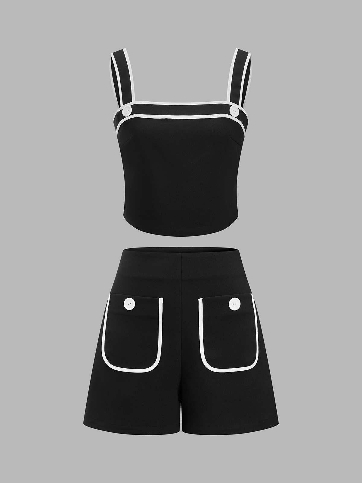 Contrast Trim Cami Top & Shorts Set