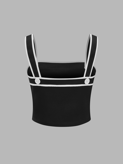 Contrast Trim Cami Top & Shorts Set