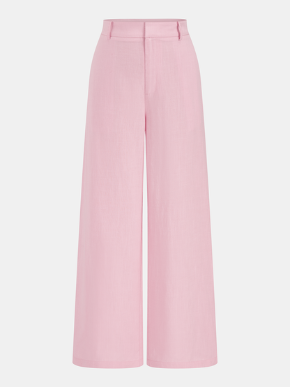 Linen-Blend Sleeveless Shirt & Pants Set
