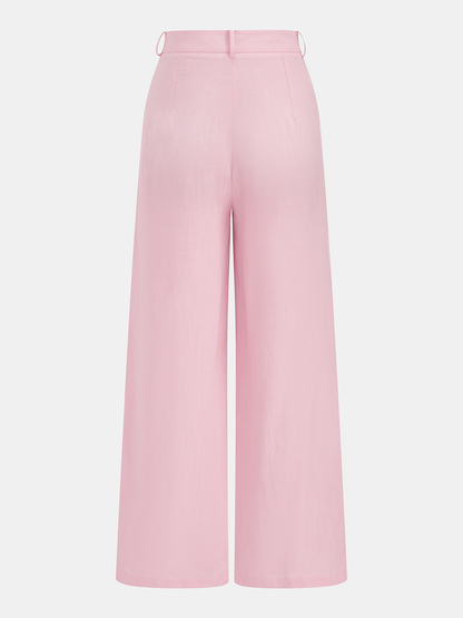 Linen-Blend Sleeveless Shirt & Pants Set