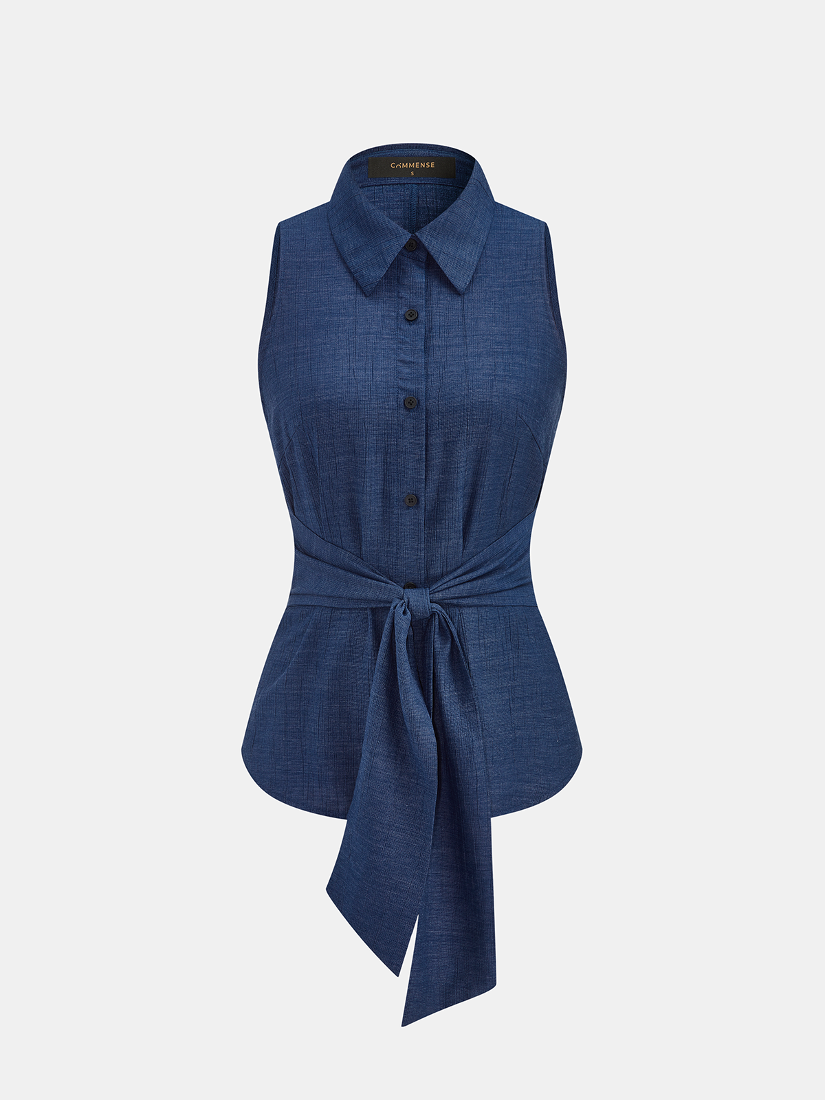 Faux Denim Tie Waist Top & Pants Set