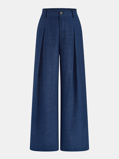 Faux Denim Tie Waist Top & Pants Set