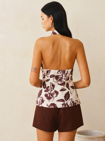 Floral Print Halter Neck Top