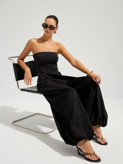 Asymmetric Overlay Loose Wide Leg Pants