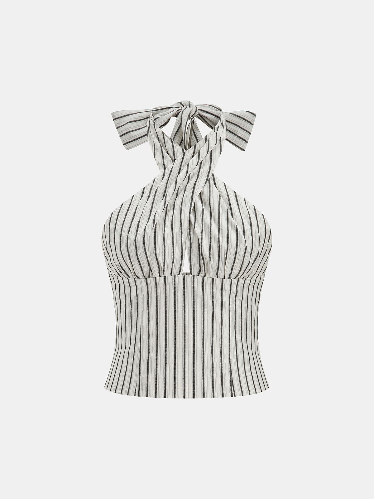 Striped Cotton Crisscross Halter Top