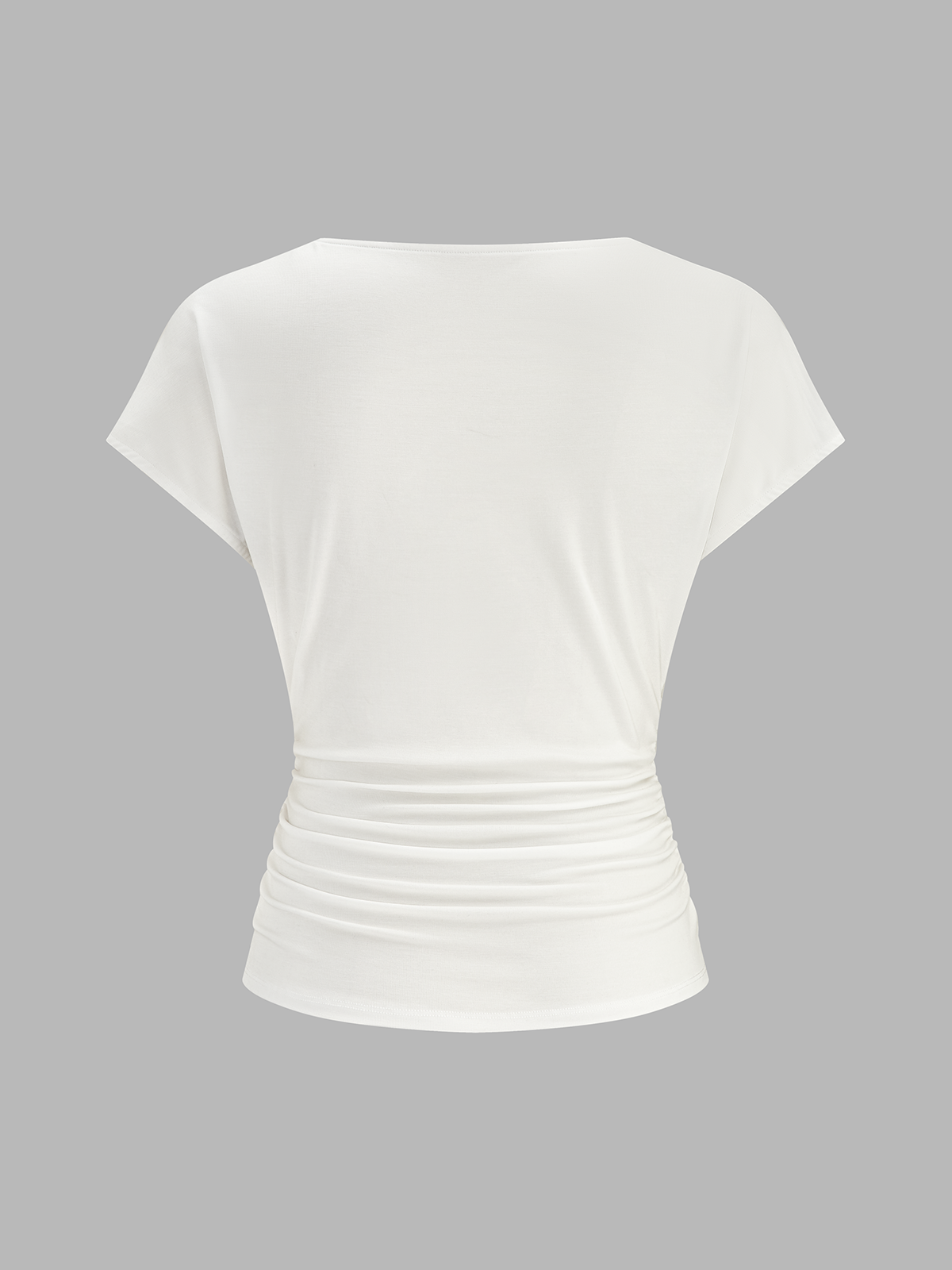 Cowl Neck Ruched Short Sleeve Top