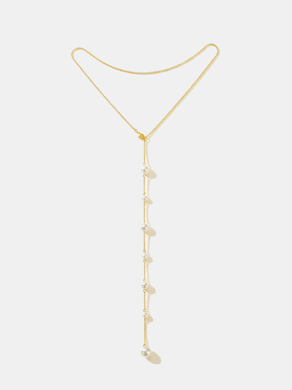 Long Pearl Drop Back Necklace