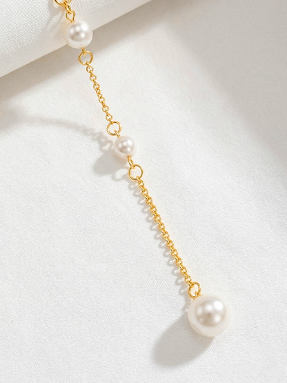 Long Pearl Drop Back Necklace