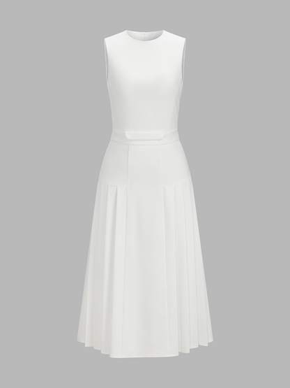 Sleeveless Pleated Midi Dress