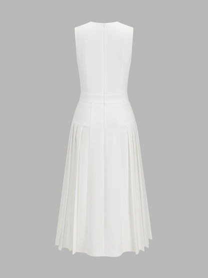 Sleeveless Pleated Midi Dress