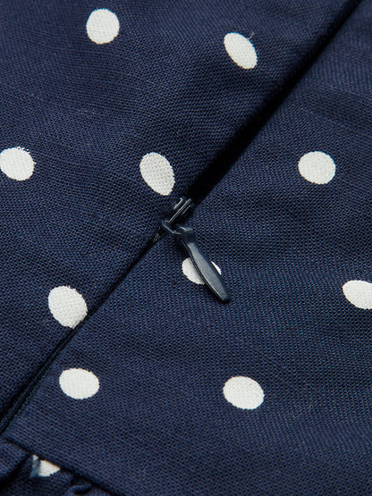 Linen Blend Polka Dot Peplum Top & Pants Set