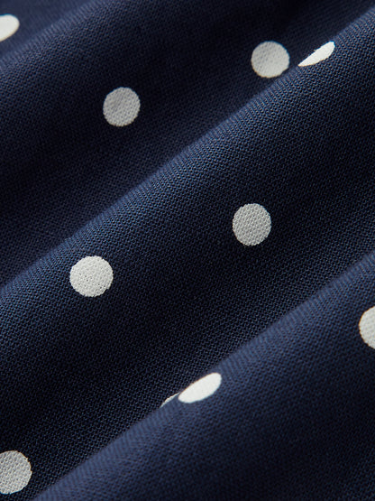 Linen Blend Polka Dot Peplum Top & Pants Set