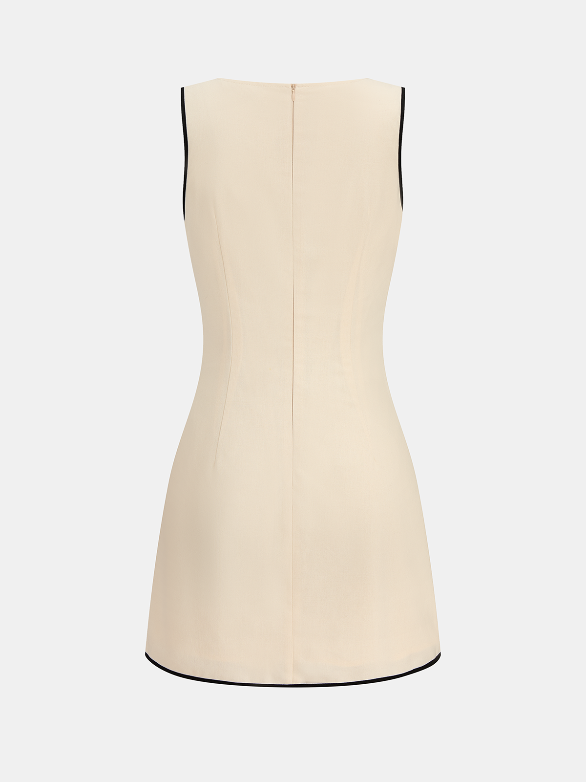 Linen Blend Contrast Piping Sleeveless Mini Dress