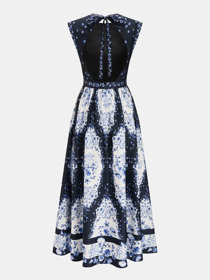 Backless Floral Print Maxi Dress