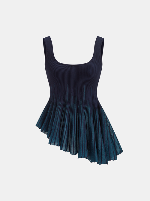 Asymmetrical Ribbed Knit Peplum Tank Top