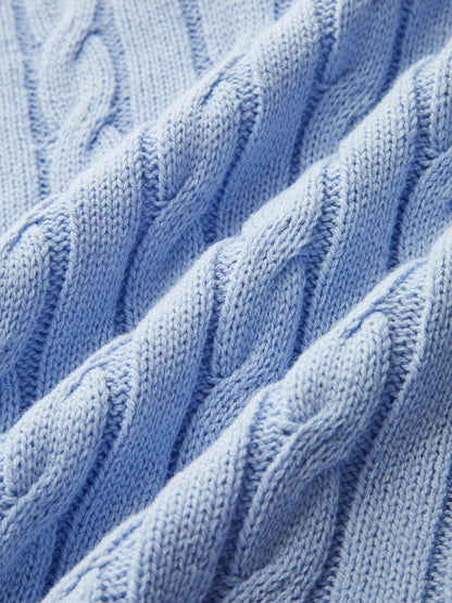 Cable Knit Striped Collar Short Sleeve Top