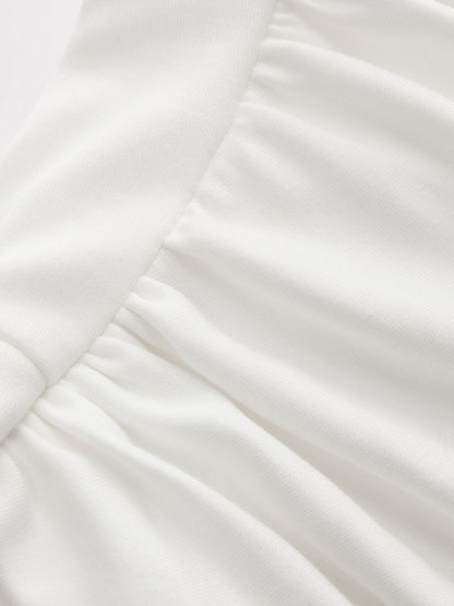 Asymmetric Neckline Ruched Blouse