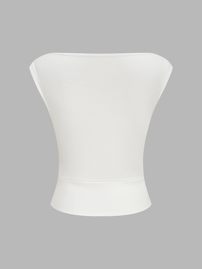 Asymmetric Neckline Ruched Blouse