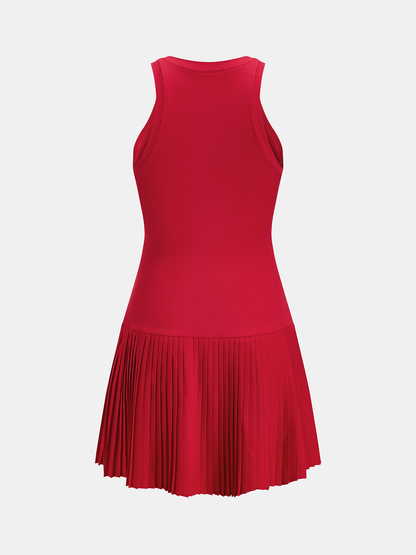 Striped Sleeveless Pleated Knit Dress