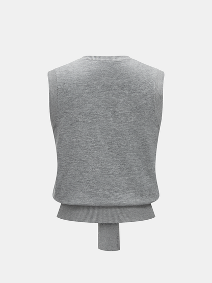 Knotted Scarf Design Sleeveless Knit Vest Top