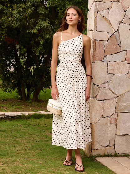 Polka Dot Cutout Cami Maxi Dress
