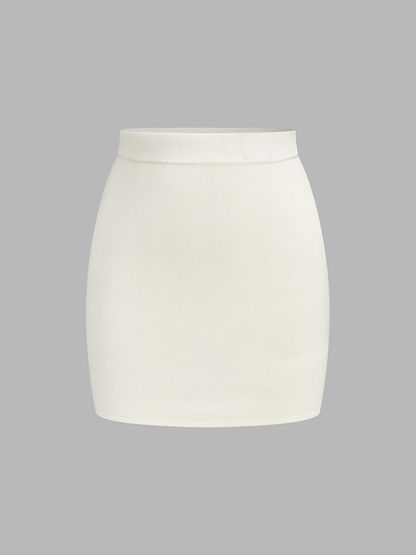 Asymmetric Knit Cape Top & Mini Skirt Set
