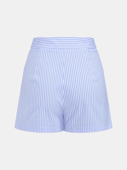 Cotton Striped Halter Peplum Top & Shorts Set