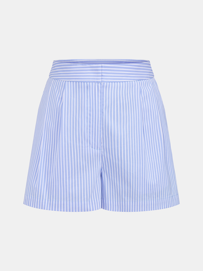Cotton Striped Halter Peplum Top & Shorts Set
