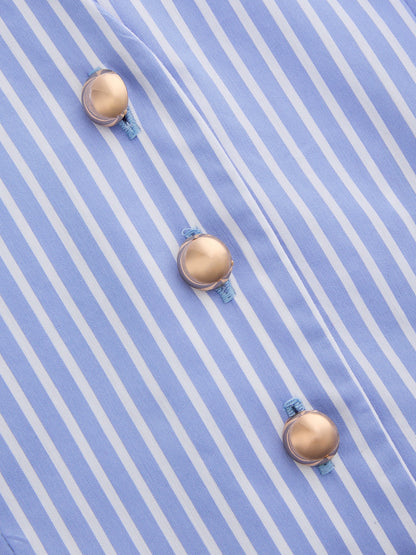 Cotton Striped Halter Peplum Top & Shorts Set