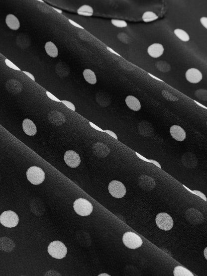 Polka Dot Sheer Shirt & Mini Skirt Set