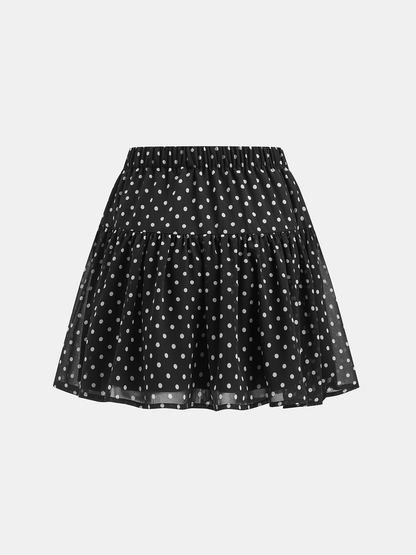 Polka Dot Sheer Shirt & Mini Skirt Set