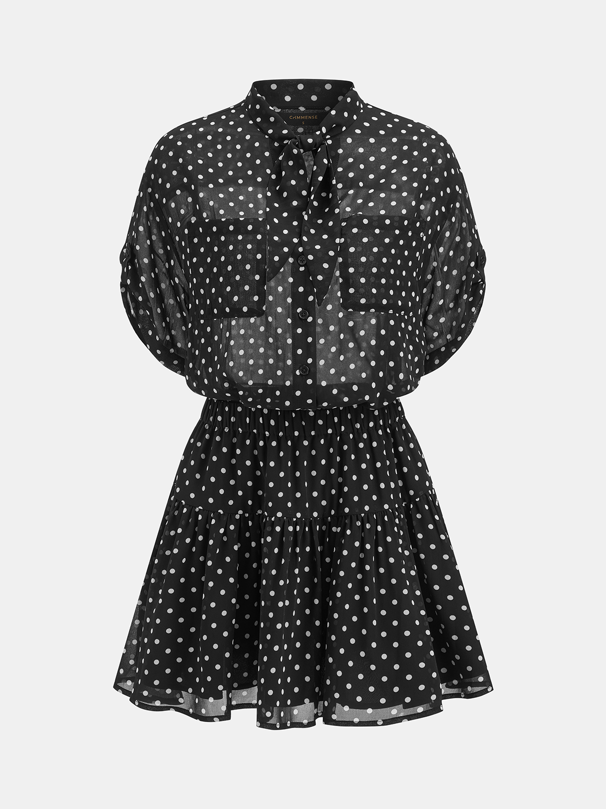 Polka Dot Sheer Shirt & Mini Skirt Set