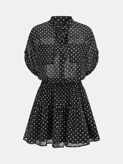Polka Dot Sheer Shirt & Mini Skirt Set