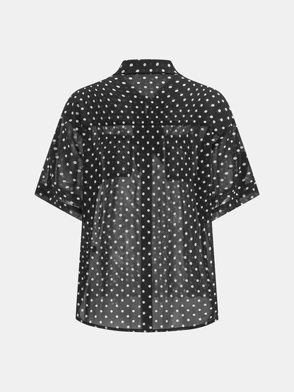 Polka Dot Sheer Shirt & Mini Skirt Set