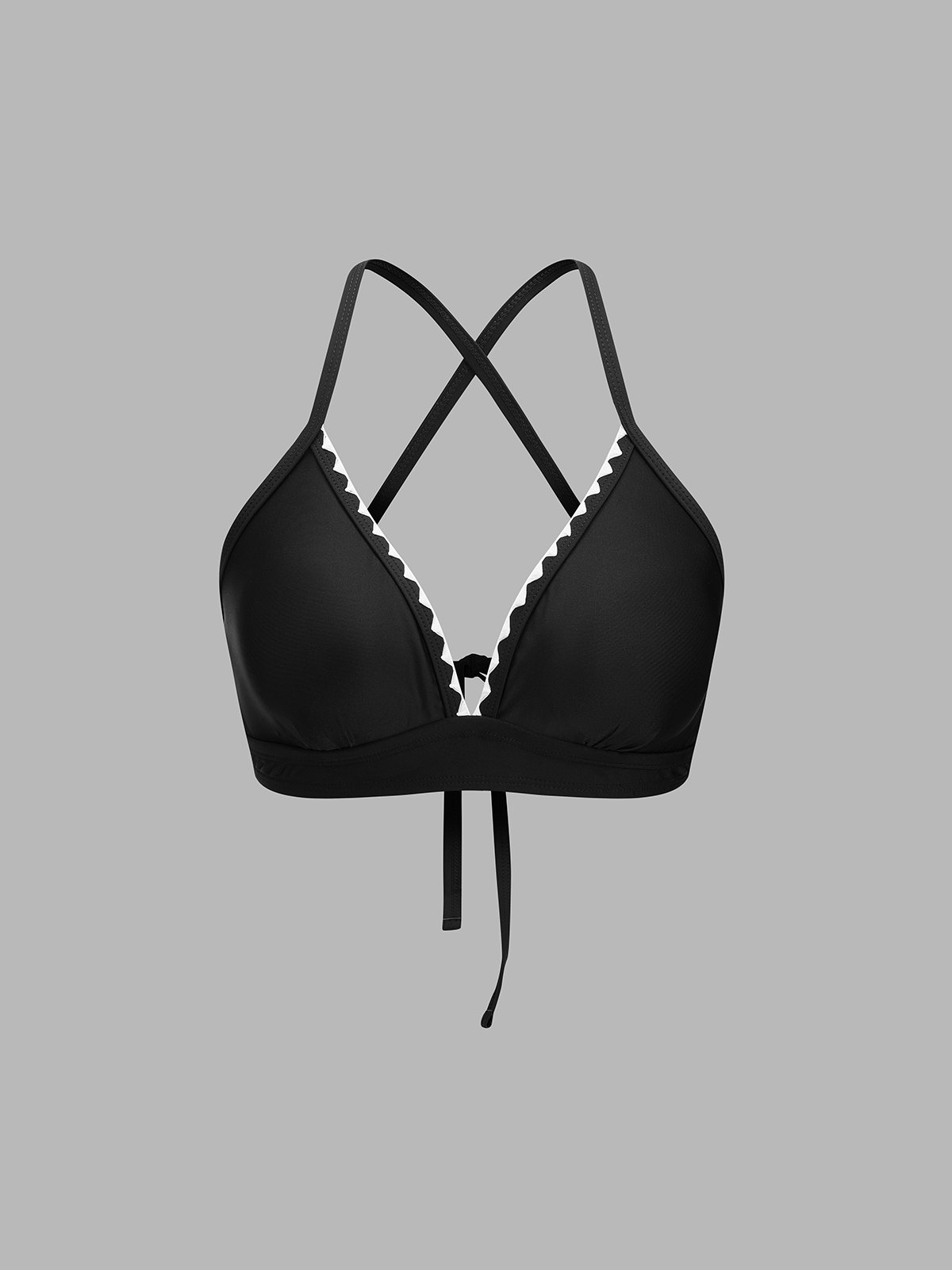 Contrast Scallop Trim Halter Two Piece Bikini