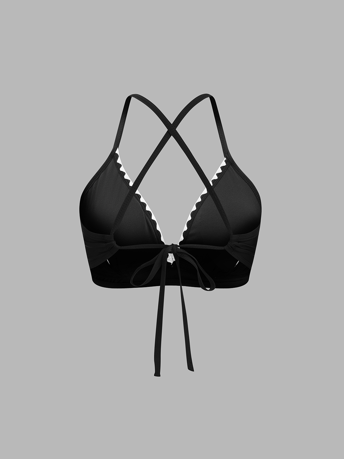 Contrast Scallop Trim Halter Two Piece Bikini