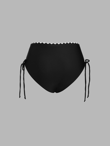 Contrast Scallop Trim Halter Two Piece Bikini