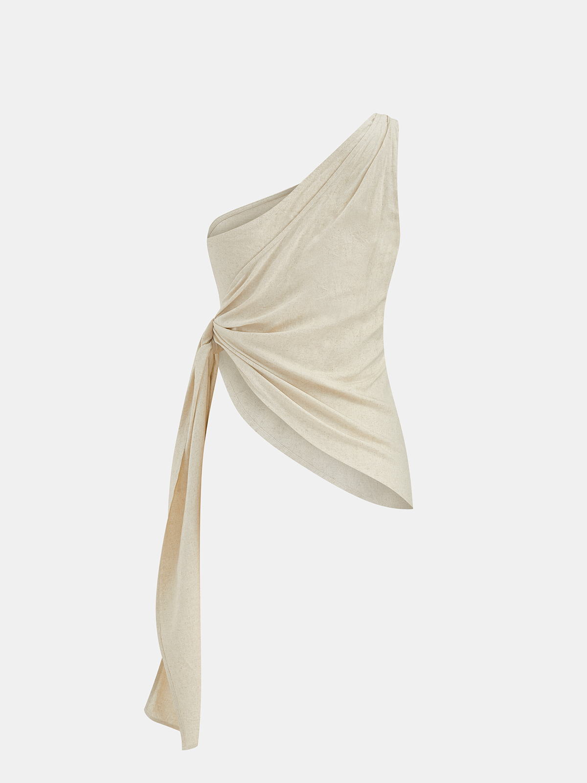 Linen Blend One Shoulder Top & Pants Set