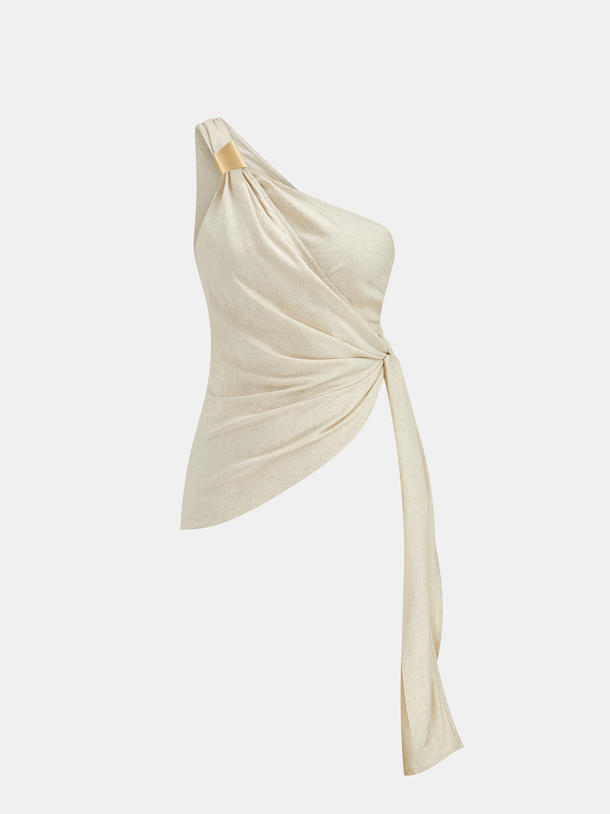 Linen Blend One Shoulder Top & Pants Set